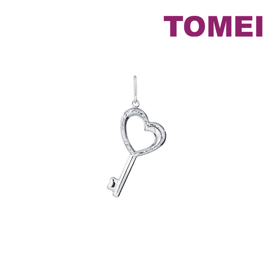 TOMEI Key Love Pendant, White Gold 750