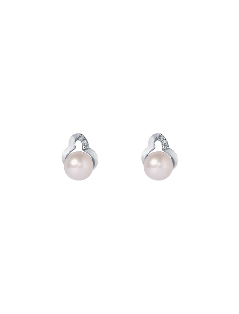 TOMEI Pure Love Pearl Earrings, White Gold 585