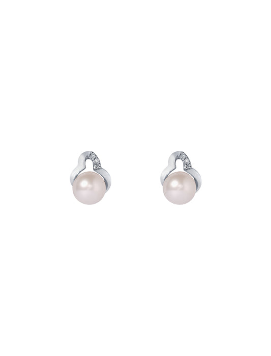 TOMEI Pure Love Pearl Earrings, White Gold 585