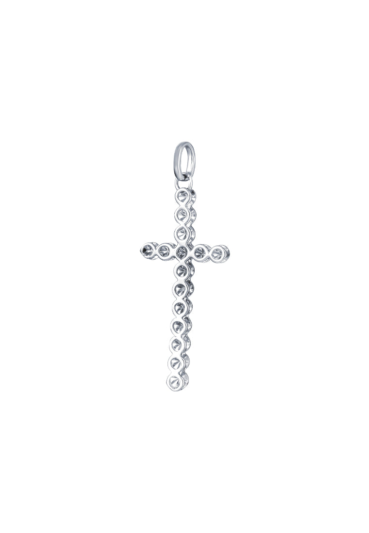 TOMEI Cross Pendant, White Gold 375