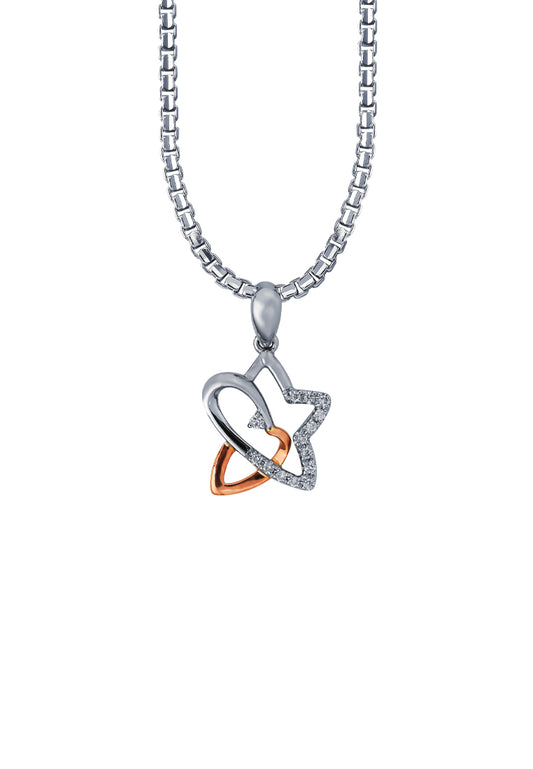 TOMEI Diamond Pendant Set, White+Rose Gold 585