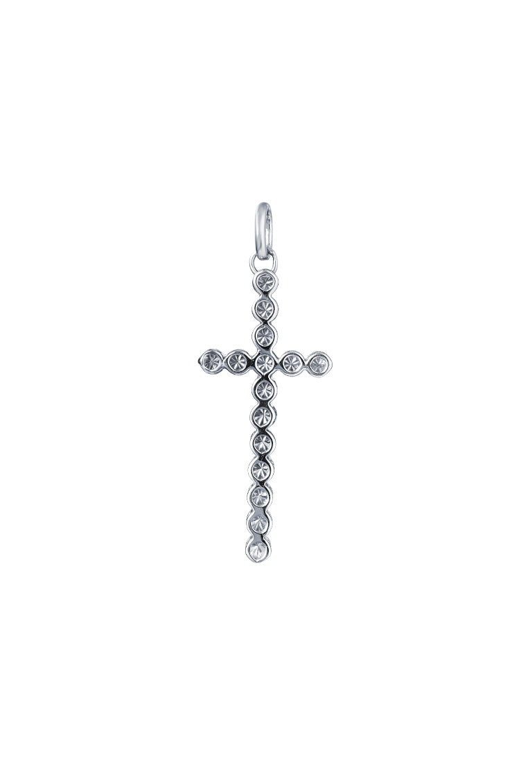 TOMEI Cross Pendant, White Gold 375