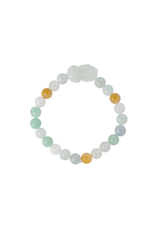 TOMEI 翡翠三彩貔貅 Palace Grace Natural Jade Bead With Pixiu Bracelet | Multi-Tone