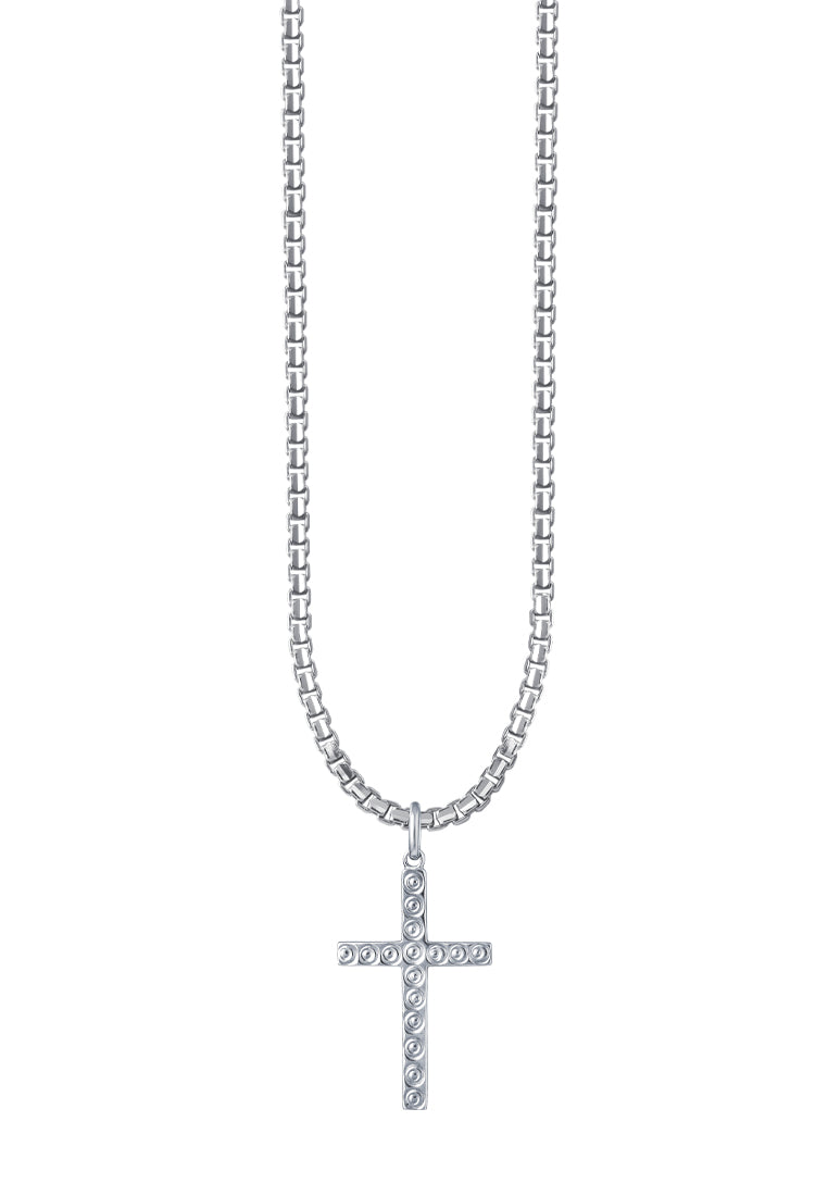 TOMEI Cross Pendant, White Gold 375