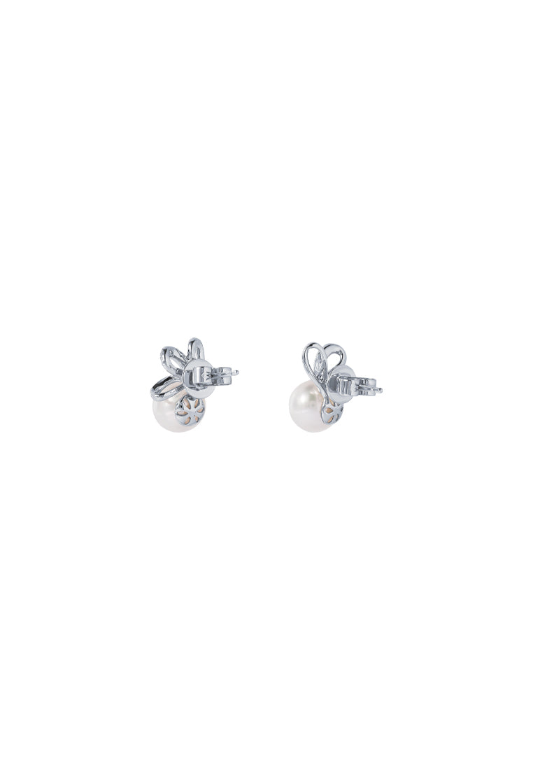 TOMEI Pearl Earrings, White Gold 585