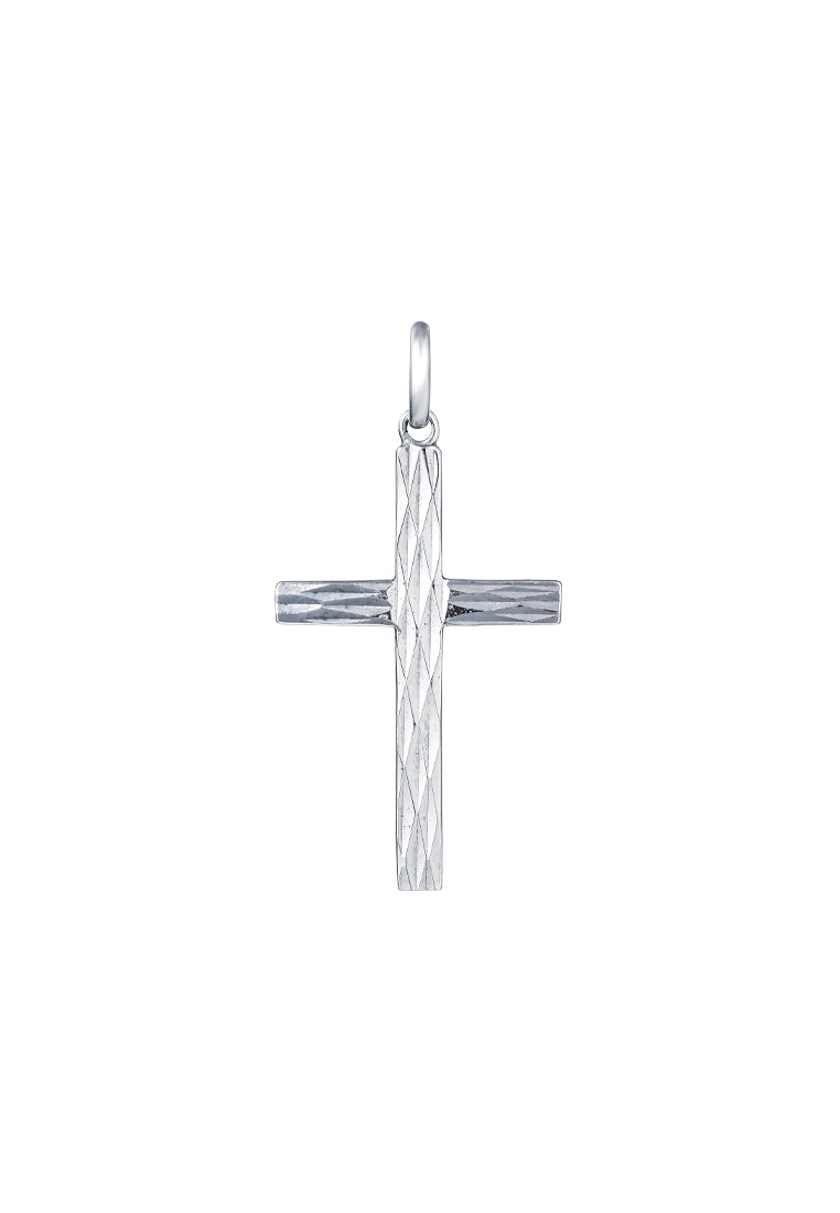 TOMEI Cross Pendant, White Gold 375