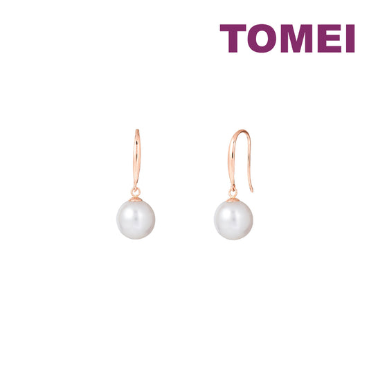 TOMEI Rouge Collection Pearl Hook Earrings, Rose Gold 750