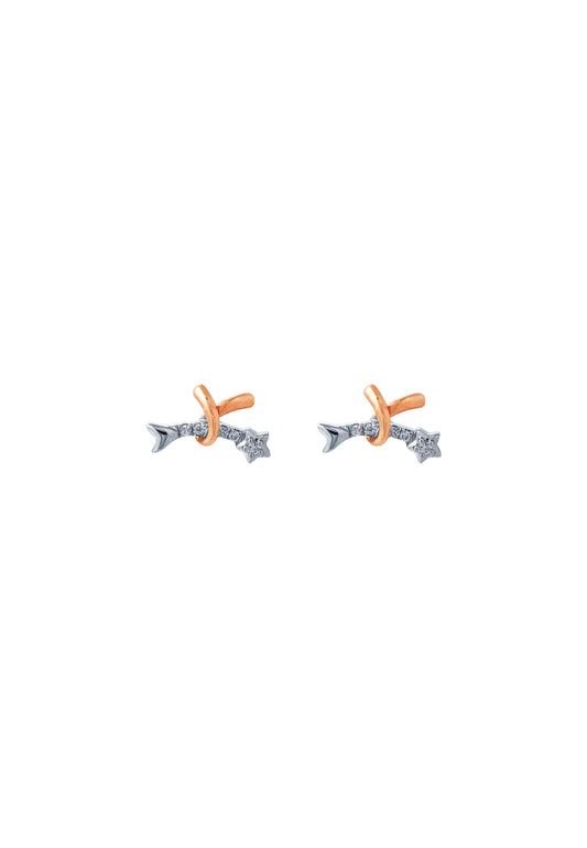 TOMEI Diamond Earrings, White+Rose Gold 585