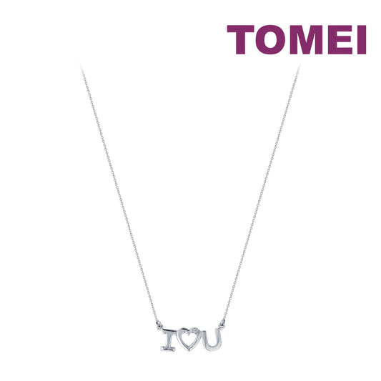 TOMEI I LOVE U Diamond Necklace, White Gold 375