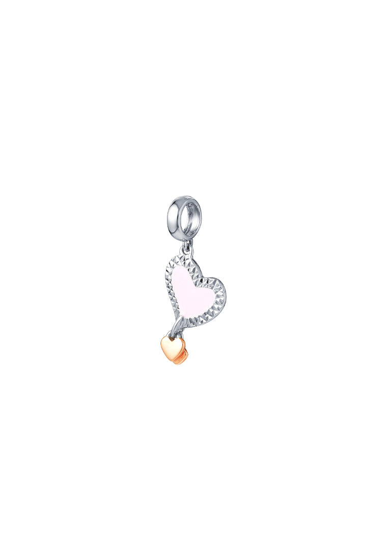 TOMEI Pinkish Heart Charm, White+Rose Gold 585