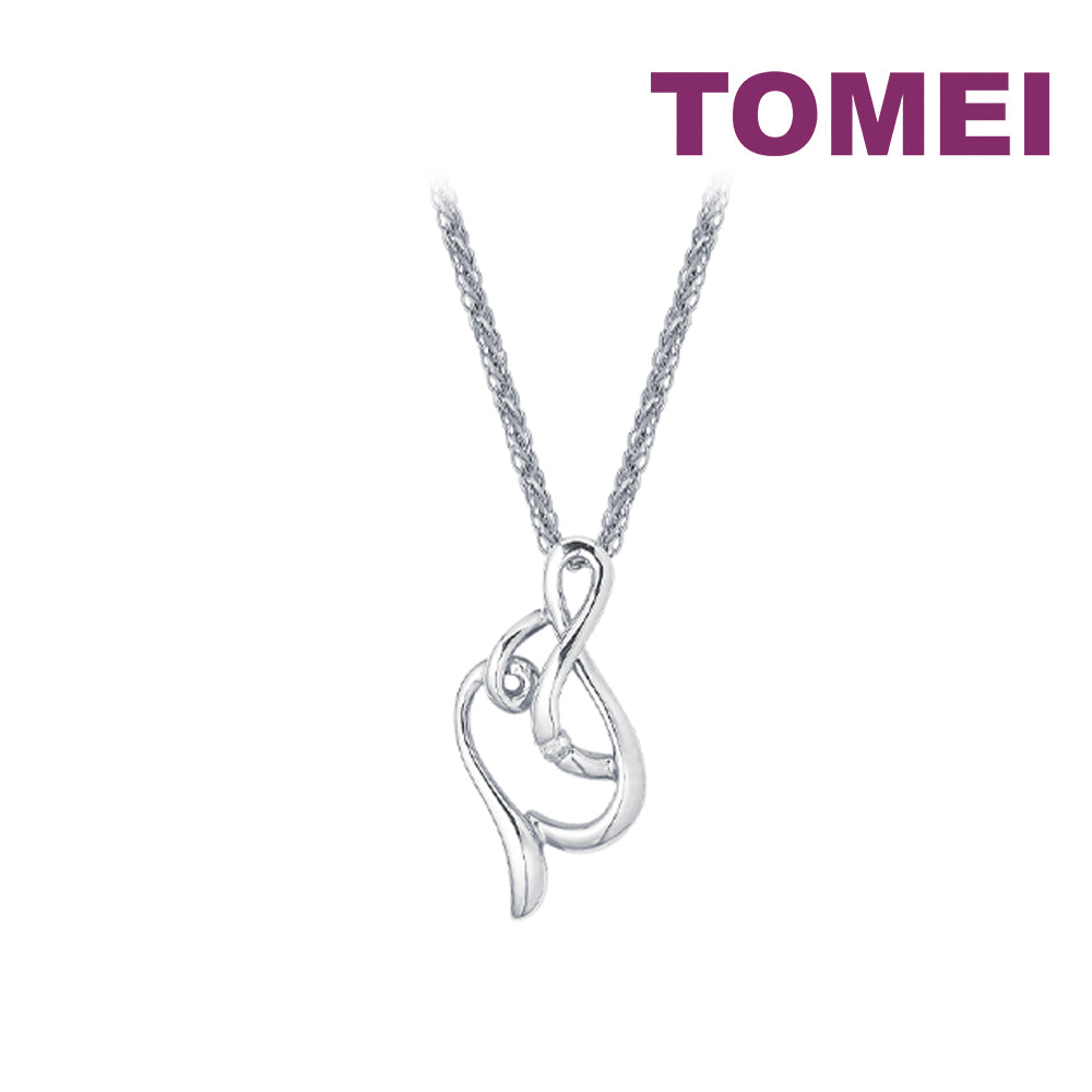 TOMEI Minimalist Pendant Set, Diamond White Gold 375