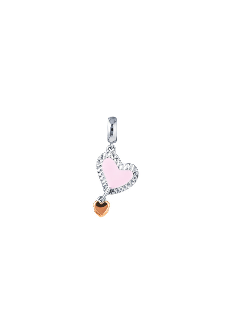 TOMEI Pinkish Heart Charm, White+Rose Gold 585