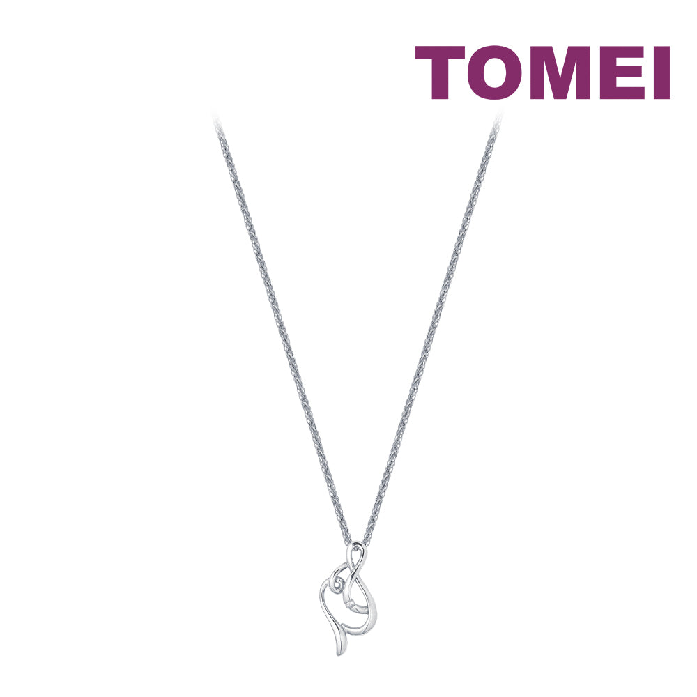 TOMEI Minimalist Pendant Set, Diamond White Gold 375