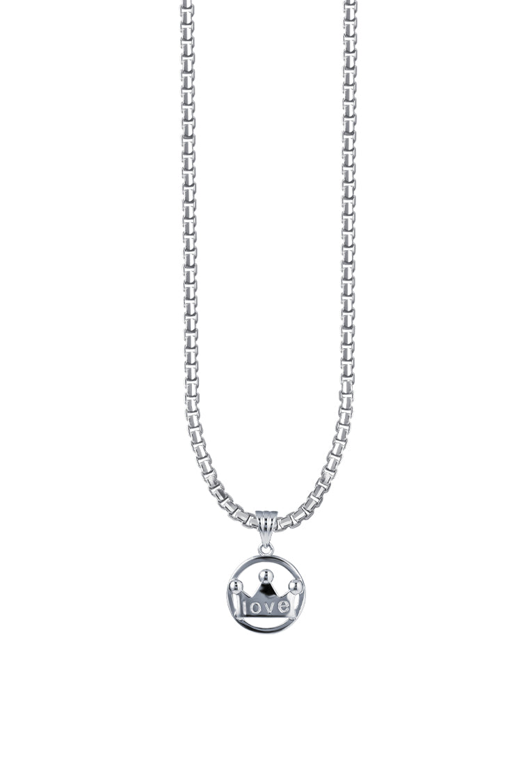 TOMEI Crown Love Pendant, White Gold 750