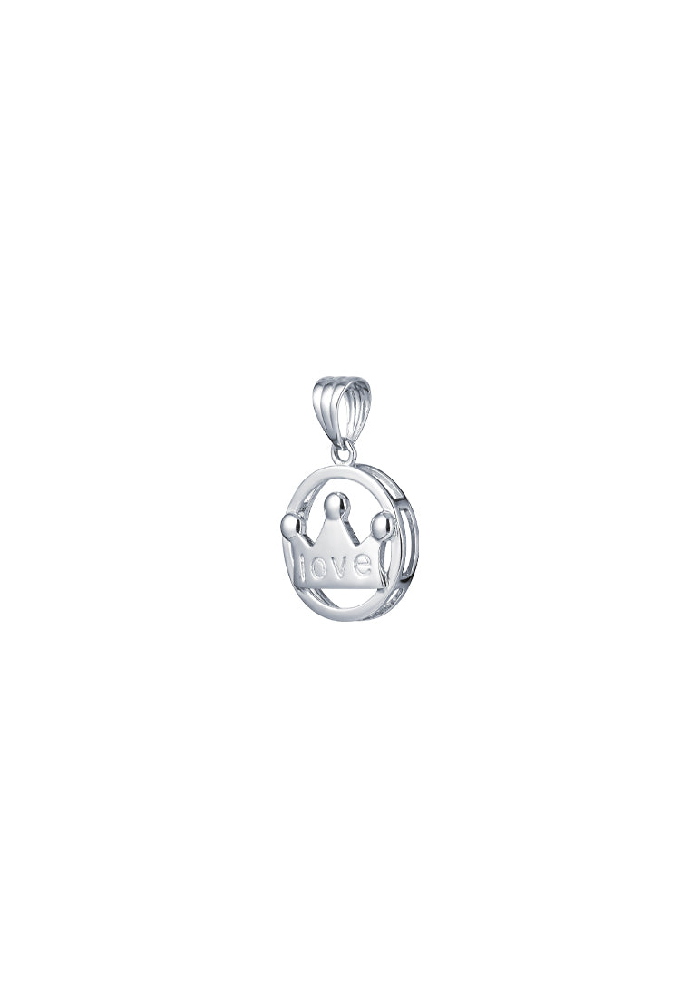 TOMEI Crown Love Pendant, White Gold 750