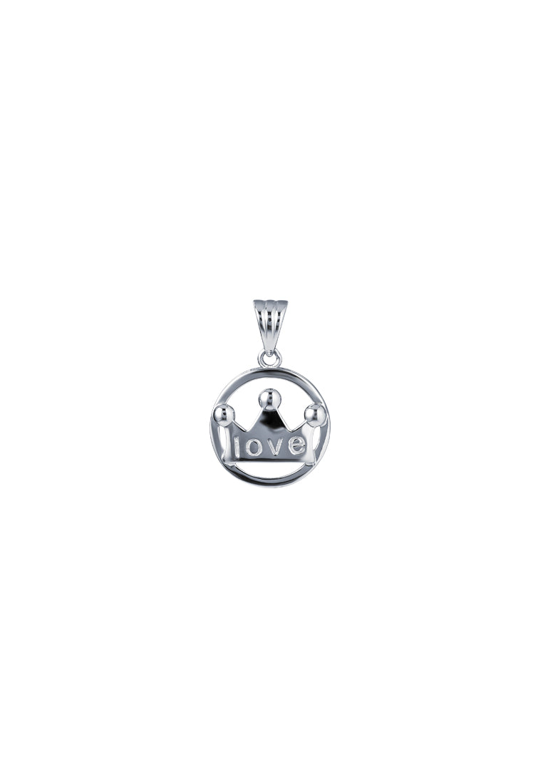 TOMEI Crown Love Pendant, White Gold 750