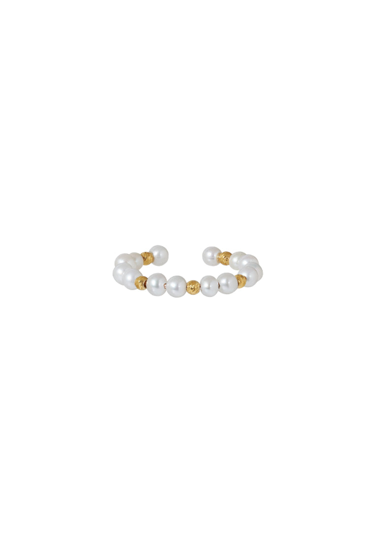 TOMEI Minimalist Pearl Ring, Yellow Gold 750