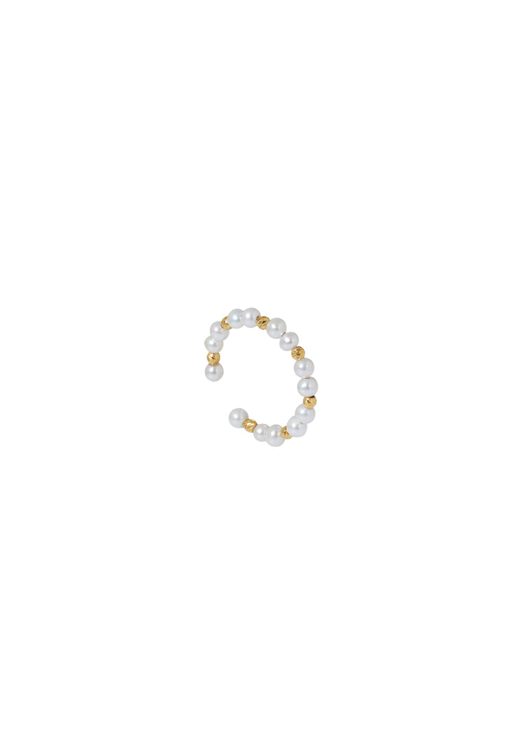 TOMEI Minimalist Pearl Ring, Yellow Gold 750