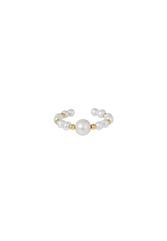 TOMEI Minimalist Pearl Ring, Yellow Gold 750