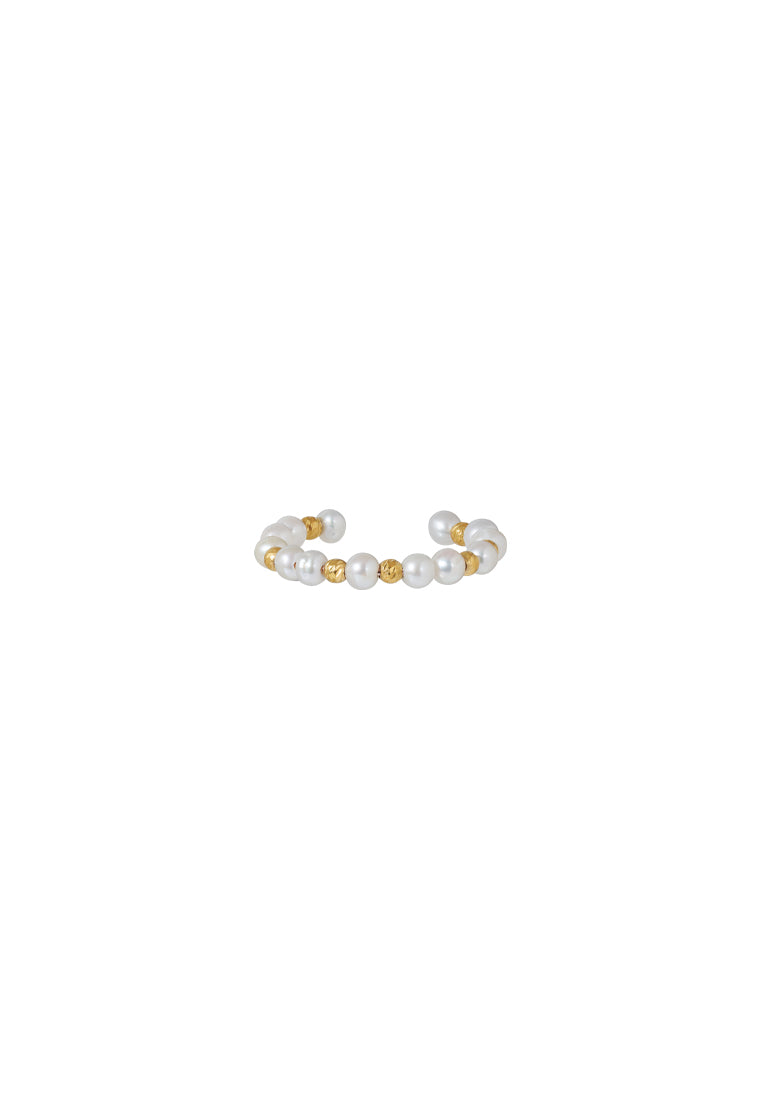TOMEI Minimalist Pearl Ring, Yellow Gold 750