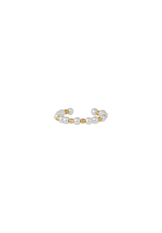 TOMEI Minimalist Pearl Ring, Yellow Gold 750