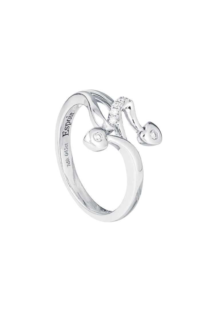 TOMEI Petite Love Diamond Ring, White Gold 375
