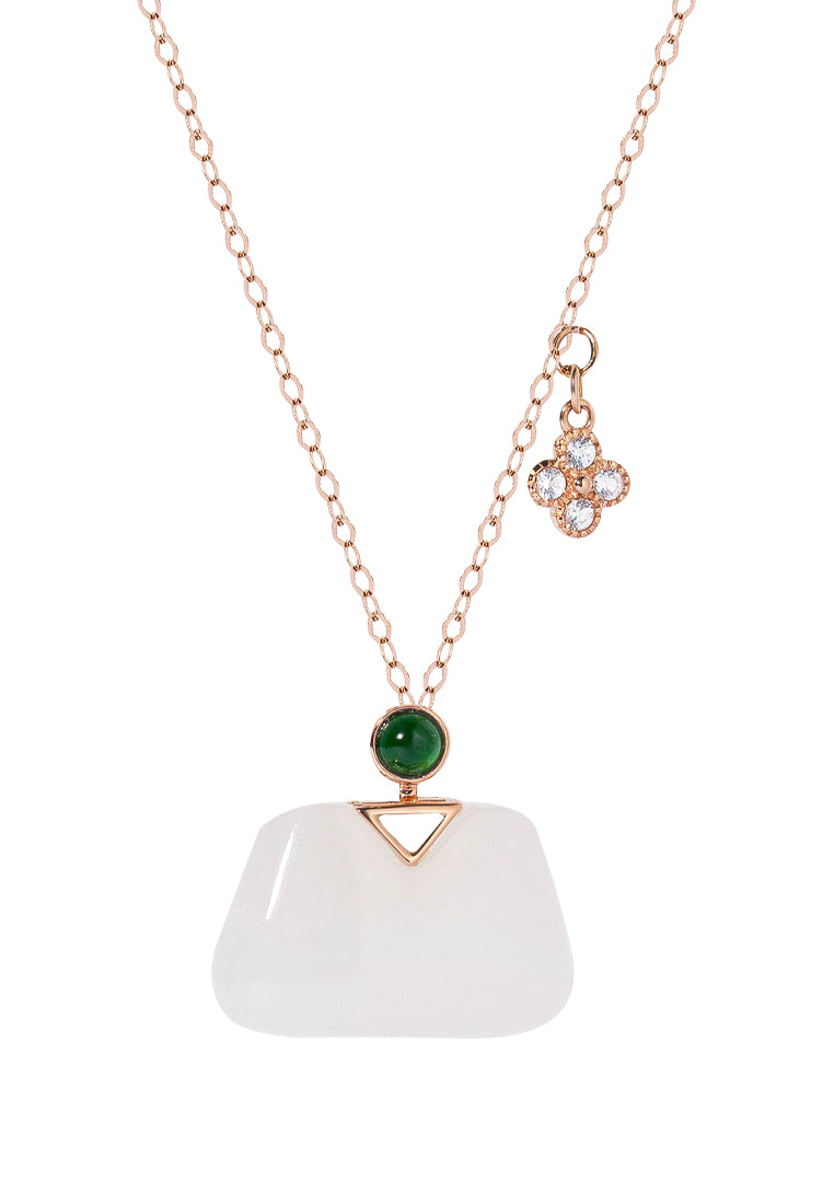 TOMEI Nephrite Handbag Necklace, Rose Gold 750