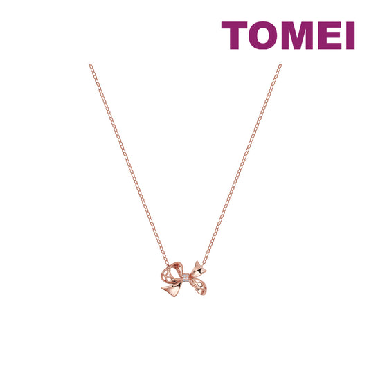TOMEI Rouge Collection Lovely Ribbon Necklace, Rose Gold 750