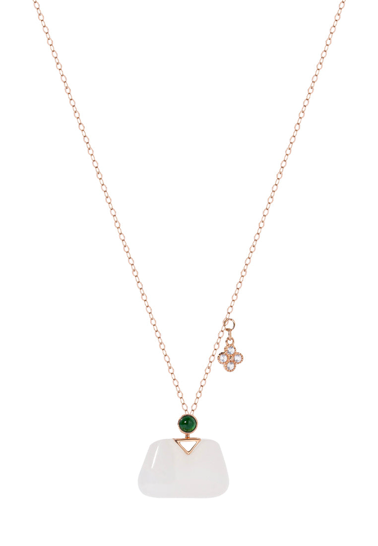 TOMEI Nephrite Handbag Necklace, Rose Gold 750