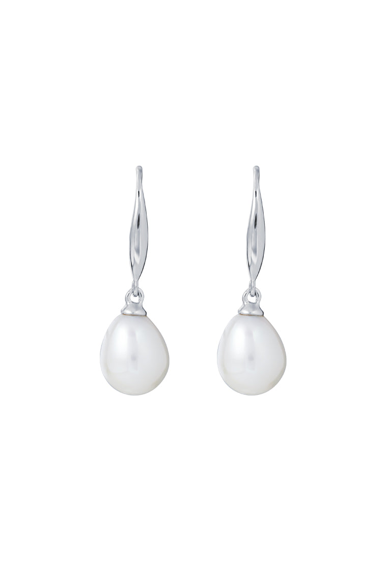 TOMEI Pearlfect Love Pearl Dangle Earrings, White Gold 585