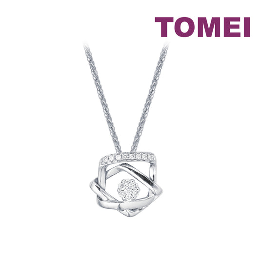 TOMEI Diamond Pendant Set, White Gold 375