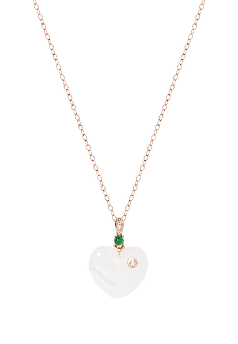 TOMEI Nephrite Heart Necklace, Rose Gold 750