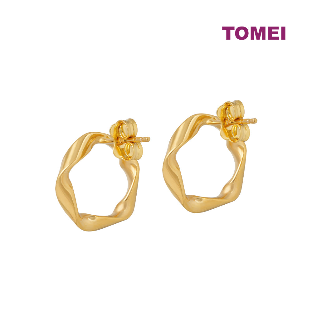 TOMEI Lusso Italia Pleated Pentagon Earrings, Yellow Gold 916