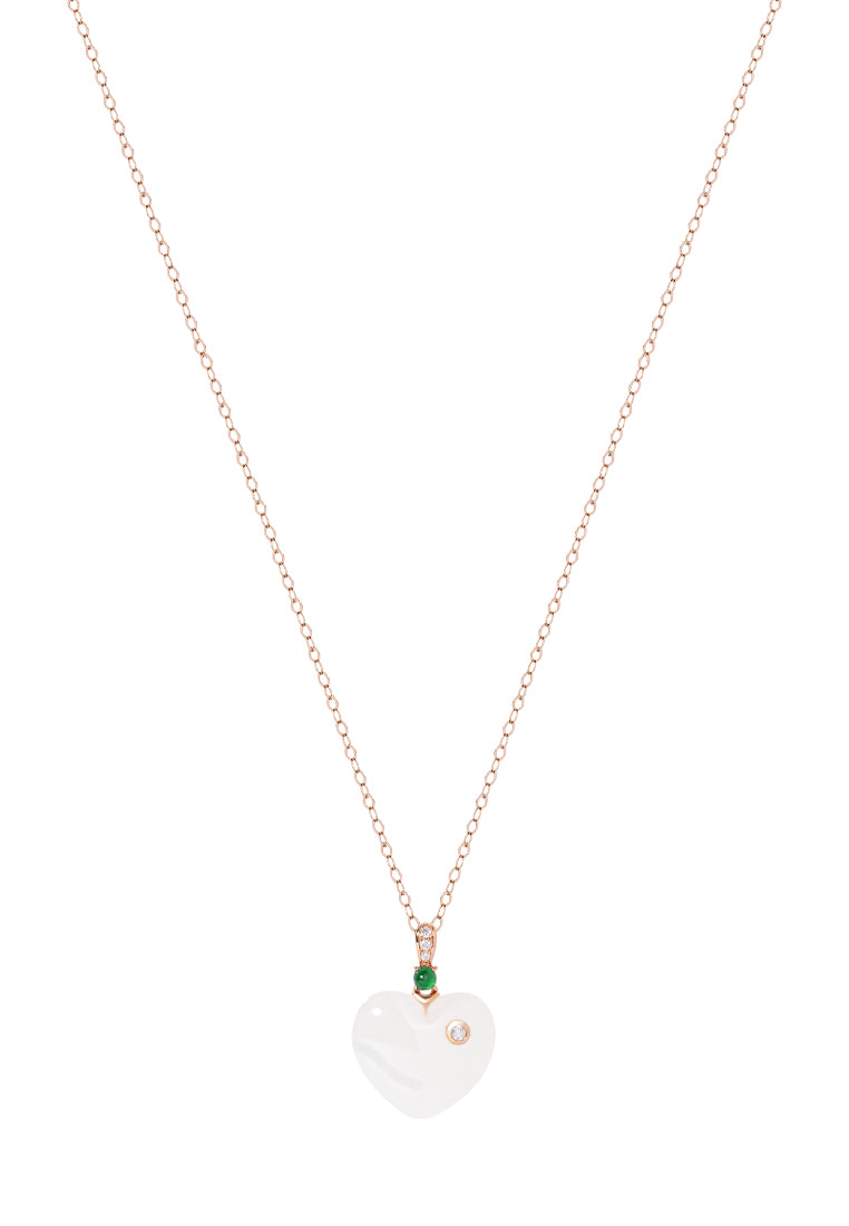 TOMEI Nephrite Heart Necklace, Rose Gold 750