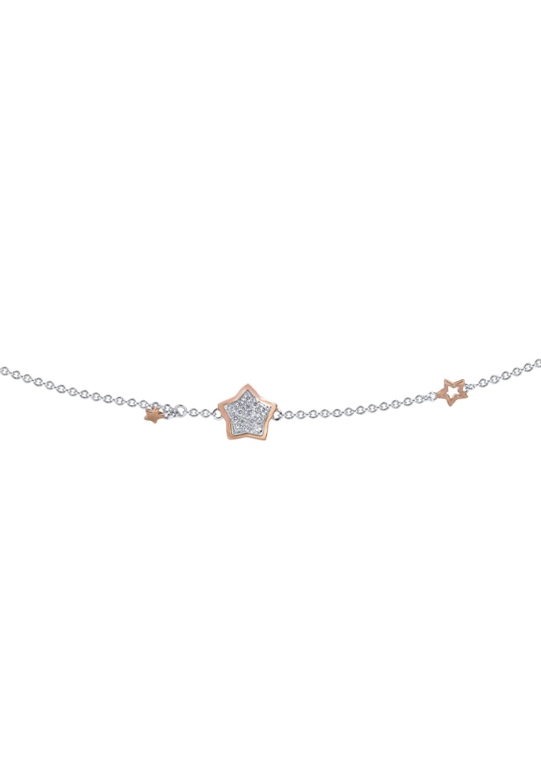 TOMEI Aurora Bloom Diamond Bracelet, White+Rose Gold 585