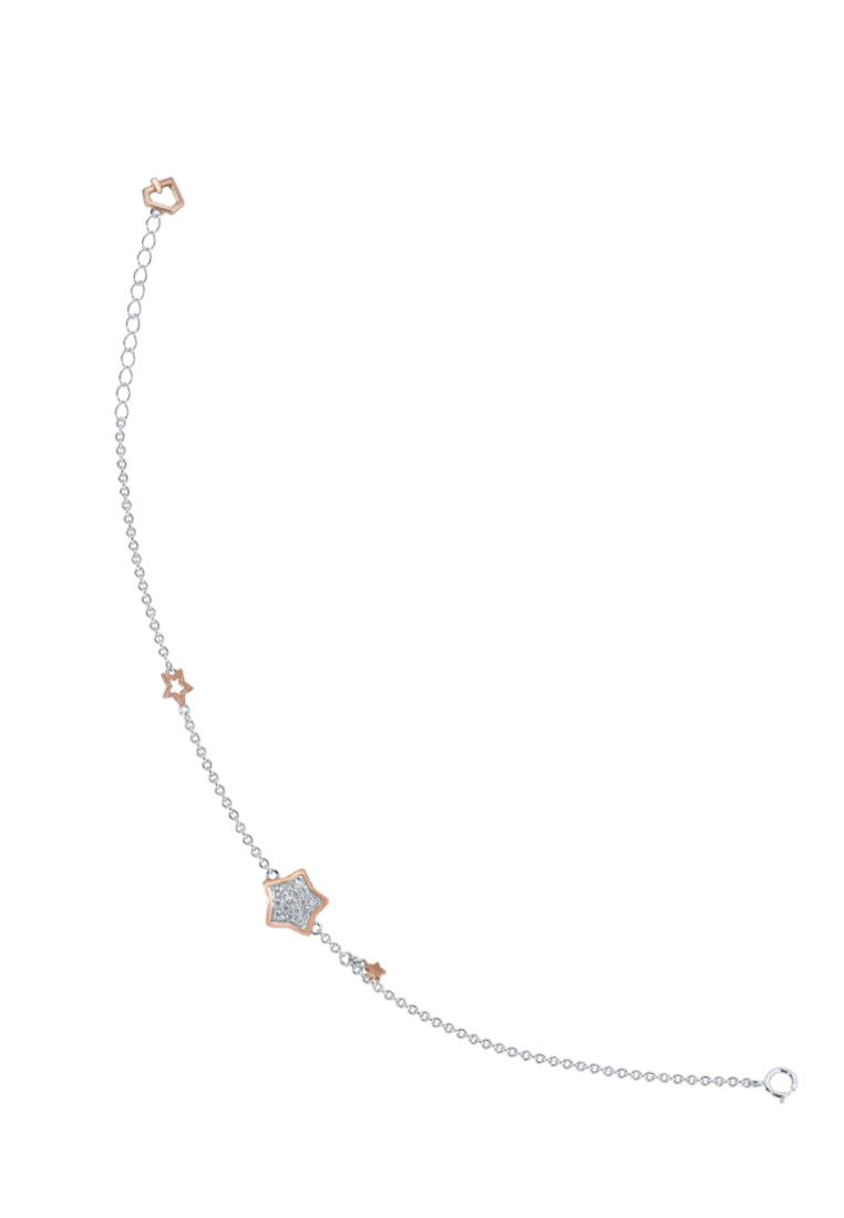 TOMEI Aurora Bloom Diamond Bracelet, White+Rose Gold 585