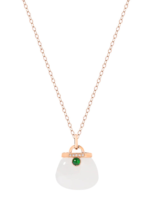 TOMEI Nephrite Handbag Necklace, Rose Gold 750