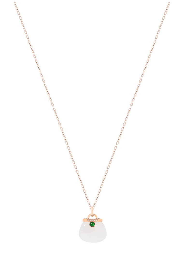 TOMEI Nephrite Handbag Necklace, Rose Gold 750