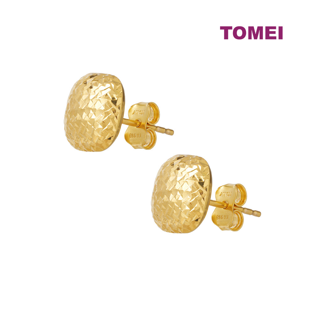 TOMEI Lusso Italia Laser Cut Square Earrings, Yellow Gold 916
