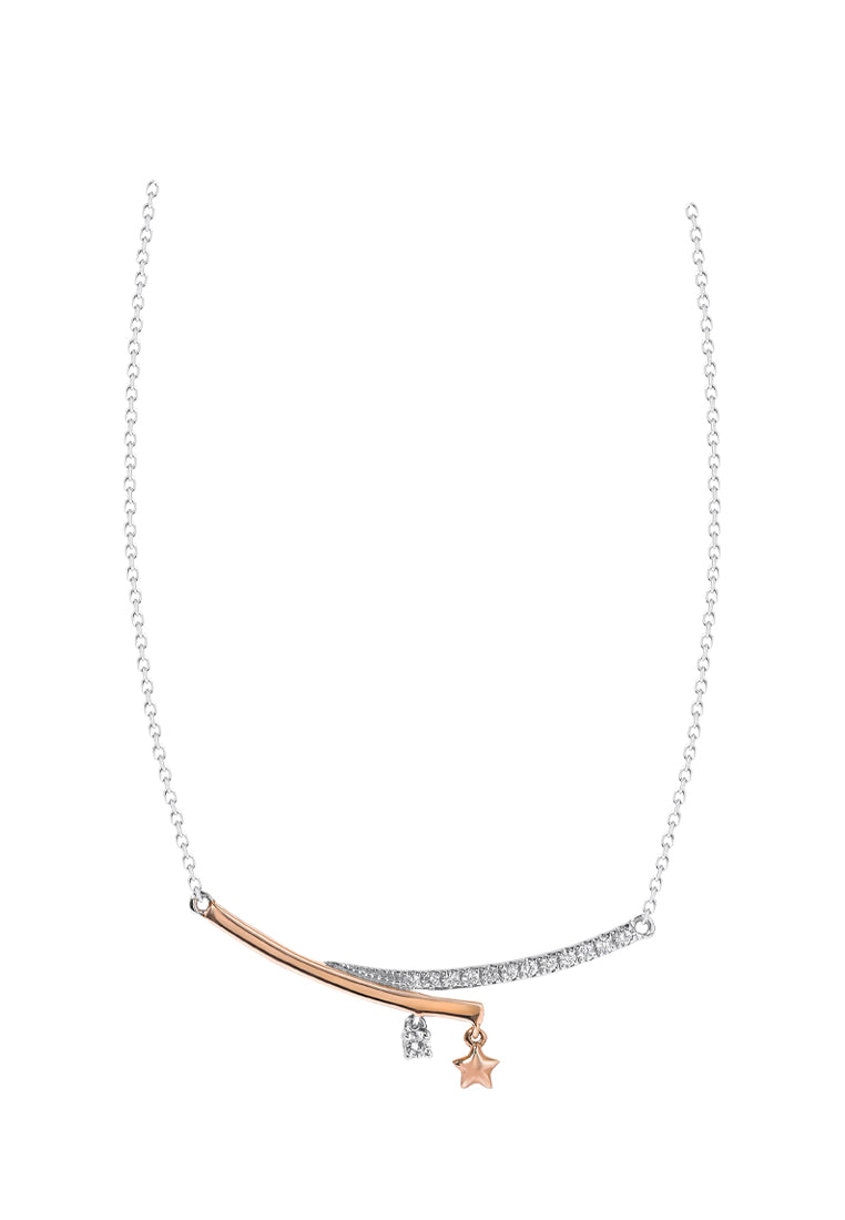 TOMEI Starlight Symphony Diamond Necklace, White+Rose Gold 585