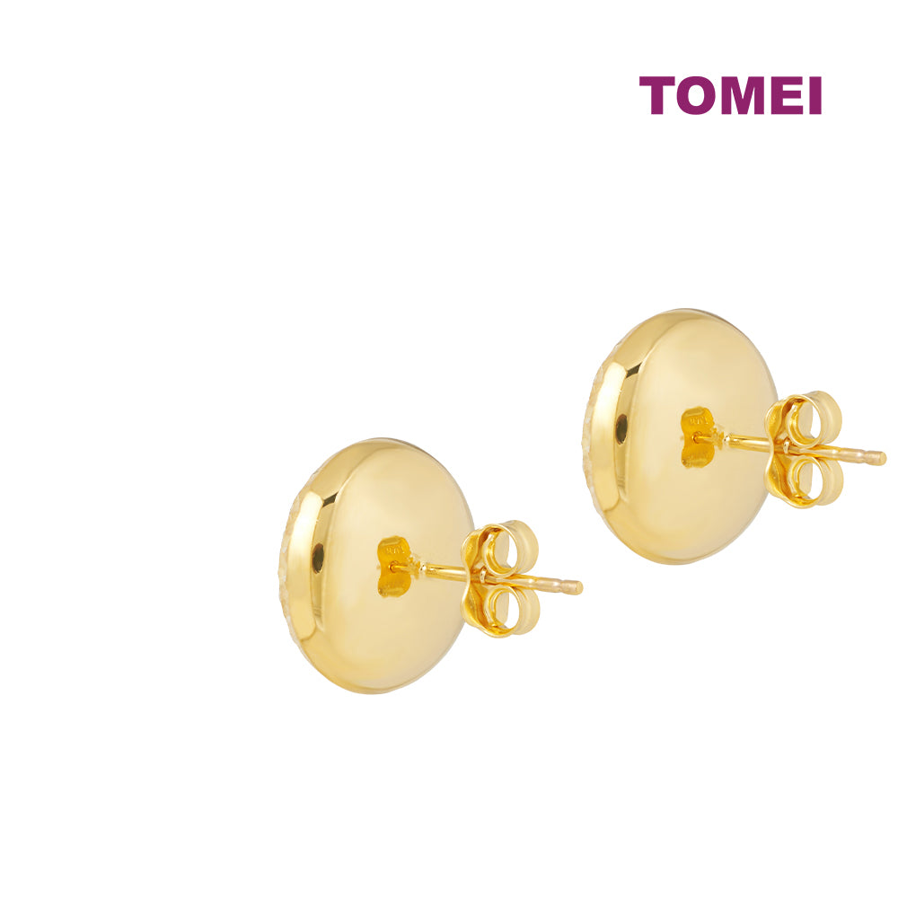 TOMEI Lusso Italia Laser Cut Circle Earrings, Yellow Gold 916