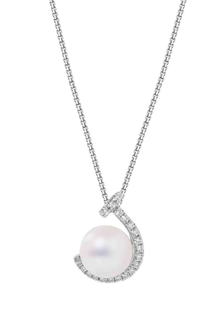 TOMEI Pearl Pendant Set, White Gold 585
