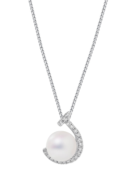 TOMEI Pearl Pendant Set, White Gold 585