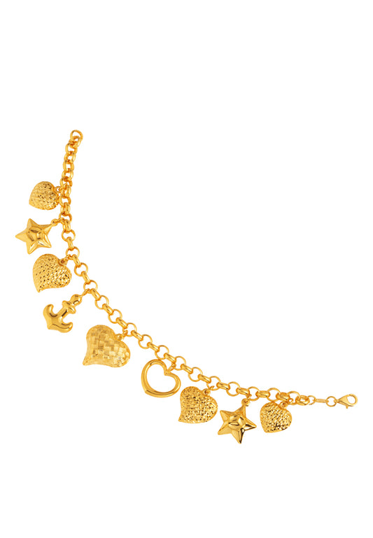 TOMEI Lusso Italia Starry Heart Bracelet, Yellow Gold 916