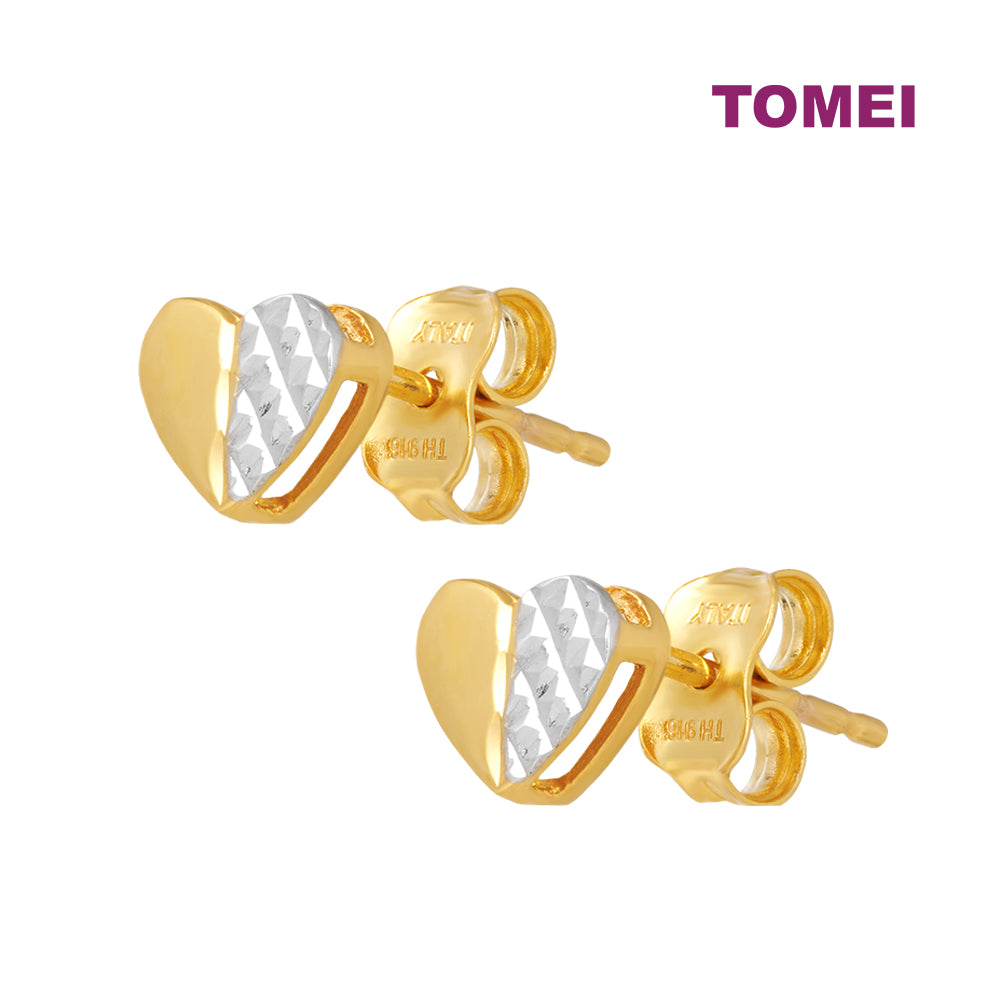 TOMEI Lusso Italia Dual-Tone Heart Earrings, Yellow Gold 916