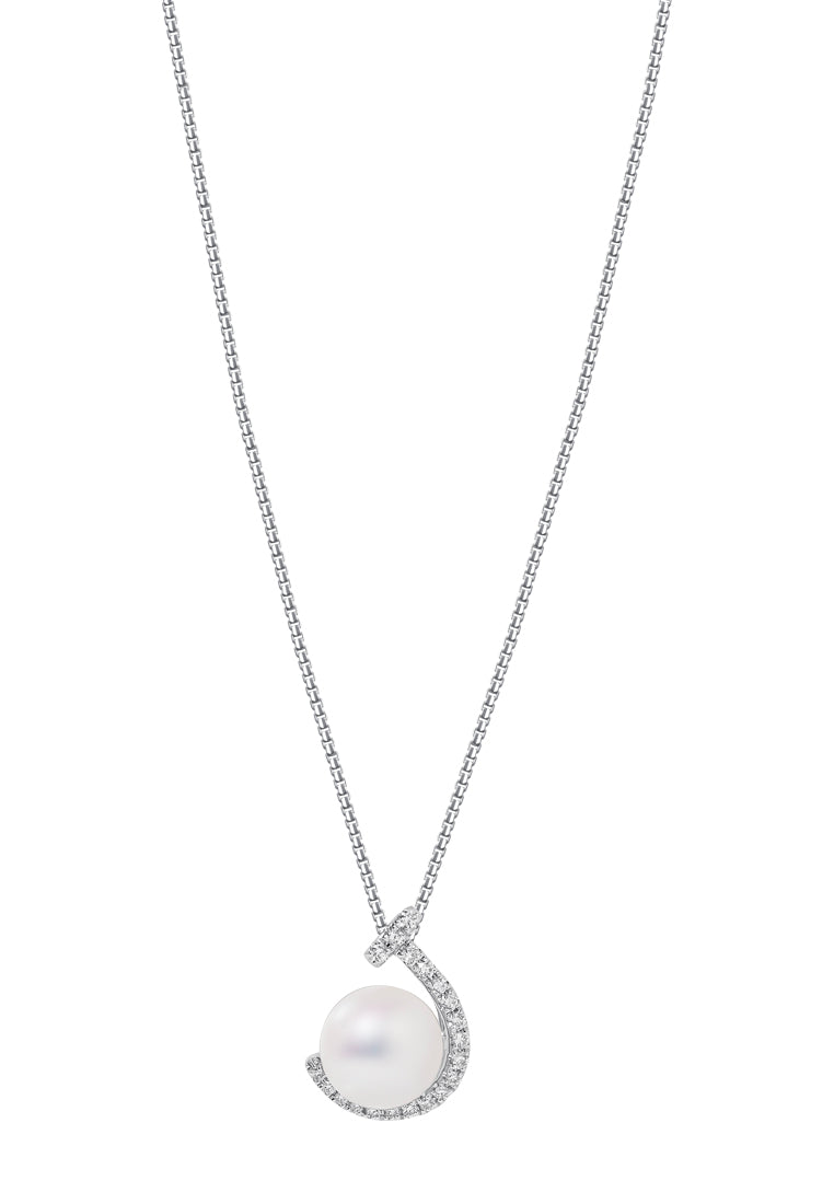 TOMEI Pearl Pendant Set, White Gold 585