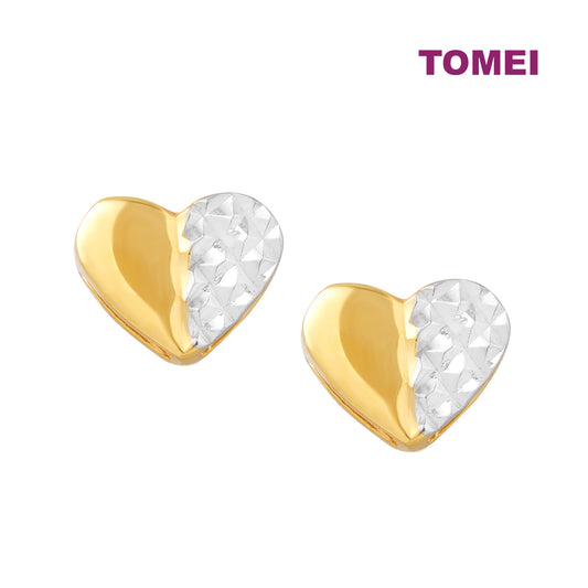 TOMEI Lusso Italia Dual-Tone Heart Earrings, Yellow Gold 916