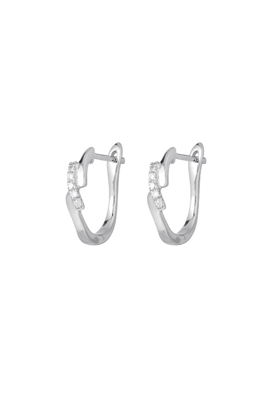 TOMEI Diamond Hoop Earrings, White Gold 585