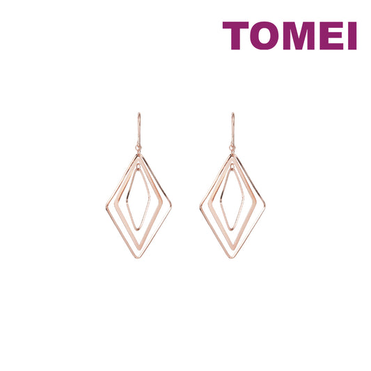 TOMEI Rouge Collection Rhombus Earrings, Rose Gold 750