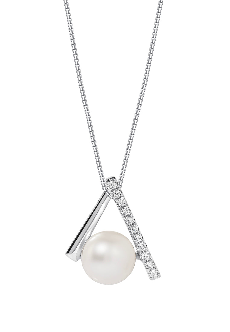 TOMEI Pearl Pendant Set, White Gold 585